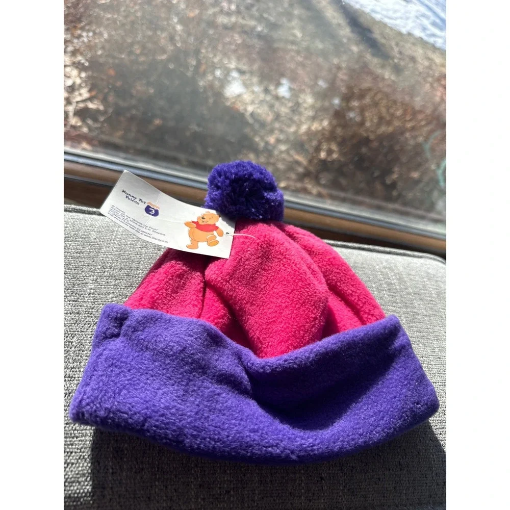 Disney Winnie the Pooh Piglet Friends Fleece Beanie Hat Toddler Kids Purple Pink